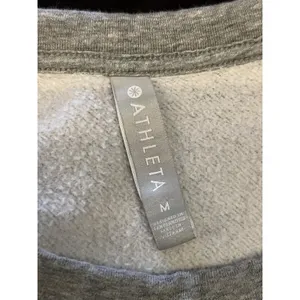 Athleta Sweatshirt Womens Medium Gray Fleece Raglan Crewneck Pullover Lined thumbnail 7