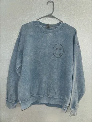 Gildan Oversized Sweatshirt Smiley Face thumbnail 1