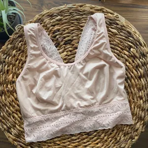b temptd satin lace bralette blush pink XS lounge sleep pj comfy sexy unlined thumbnail 1