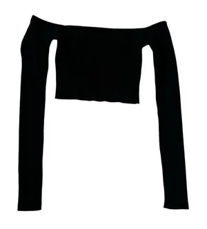 Zara Black Stretch Off the Shoulder Knit Crop Top Women Size Medium | 1-18 thumbnail 1