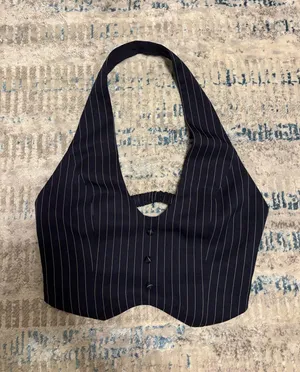Princess Polly Oriana Top Navy Pinstripe thumbnail 1