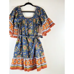JOIE Dress Blue Chloris Mini Floral Off Shoulder Fit Flare Prairie Boho Medium thumbnail 7