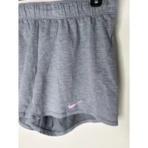 Nike Shorts Women's Small Dri Fit Running Gray Pink Logo Waistband Inseam 5" thumbnail 2