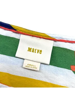 Maeve Anthropologie Mila Stripe Top Green Blue Yellow Geometric Size Small thumbnail 11