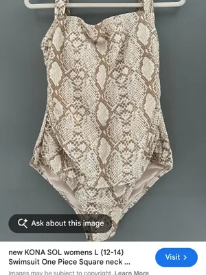 Kona Sol Beige and Light Brown Snakeskin Patterned Swim One Piece | Large 12-14 thumbnail 14