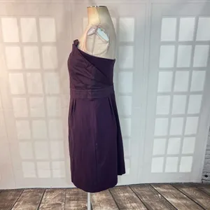Deletta Anthropologie Purple Strapless fanned bodice cocktail Dress Size M thumbnail 8