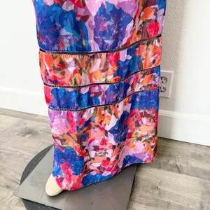 [City Chic] Blue Purple Abstract Floral Print Stained Glass Maxi Dress Sz 20 / L thumbnail 8