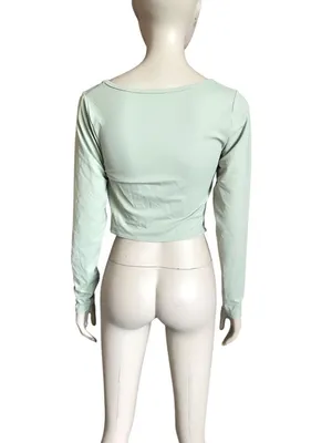 NWT Abercrombie & Fitch Sage Green Cropped Top thumbnail 3