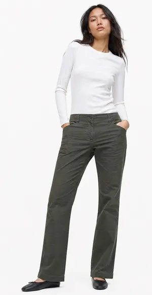 Theory Womens Olive Green Pants 8 Minimalist Utility Career Workplace thumbnail 1