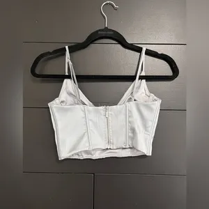 WHITE FOX Silver Corset Crop Tank Top Women’s Sz Small EUC thumbnail 3
