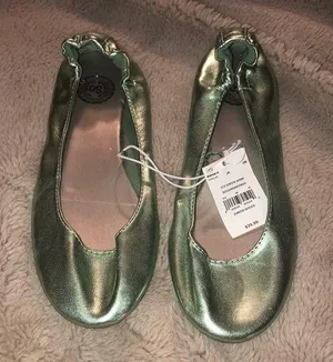 NWT SO Metallic Ballet Flats, size 6 thumbnail 1