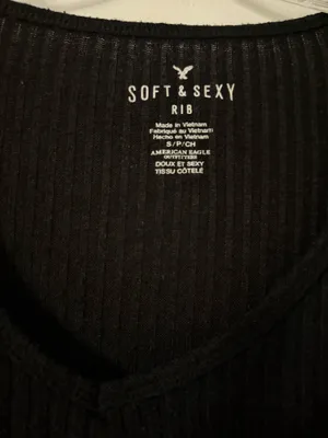 American Eagle Soft & Sexy Rib Black Long Sleeve Top Women’s Small thumbnail 2