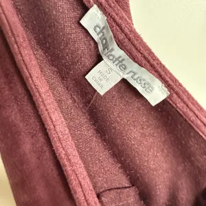Charlotte Russe Burgundy Faux Suede Flounce Skirt Asymmetrical NWT Small Western thumbnail 7