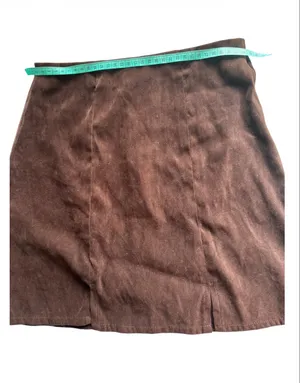 1990s Genuine Suede Brown Minimalist Micro Mini Skirt 32 (XS/S) thumbnail 3