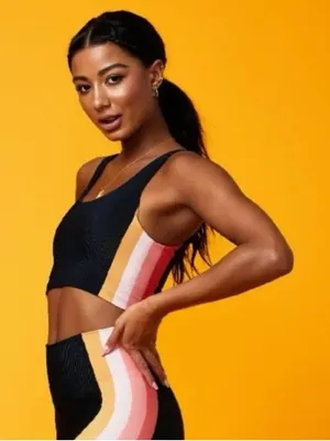 Beach Riot Tessa Top In Coral Stripe In Black thumbnail 1