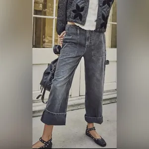 Free People Jeans We The Free Denim Jean Major Leagues VTG Black Mid-Rise Boho thumbnail 2