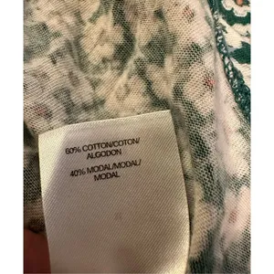 Adorable Lucky Brand women’s casual green white‎ floral tee shirt sz M thumbnail 3