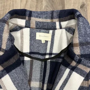 Melloday Blue Plaid Wool Blend Open Front Notch Lapel Coat XL NWOT thumbnail 3