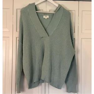 Aerie mint waffle collared hooded sweater size small thumbnail 9