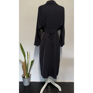 Navy Blue‎ Button Front Midi Shirt Dress – Size M Longe Sleeves thumbnail 3