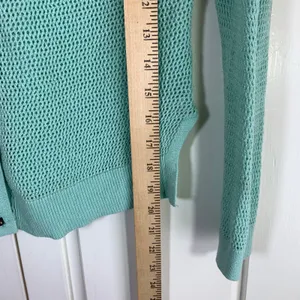 American‎ Eagle Outfitters Mint Green Crochet Knit Button Up Cardigan Sweater S thumbnail 7