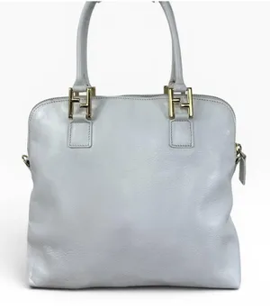Fendi Vintage Satchel Bag Womens Medium White Leather Italy Top Handle FF thumbnail 1