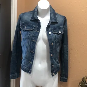 Zara blue denim button up jacket thumbnail 3