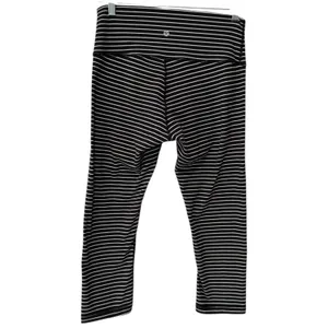 Lululemon Wunder Under Black White Stripe Crop Leggings 10 Athletic Workout Gym thumbnail 3