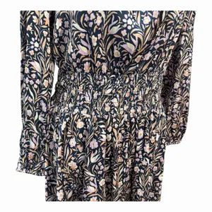 J Crew Dress Size-M Women Mini Dress Navy‎ Purple Smocked Waist Floral Fields thumbnail 9