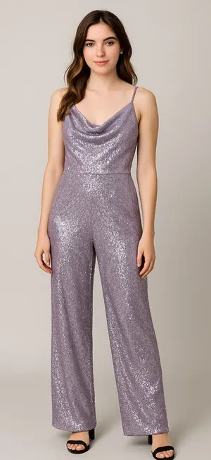Anthropologie Ranna Gill lavender Sequin Jumpsuit‎ size medium NWT thumbnail 1