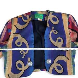 Vintage Wraps La Coleccion Judith Roberts Style Western Crop Blazer Sports Jacket USA Aztec Southwestern Sz S Measurement in pics thumbnail 6