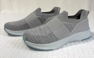Athletic Works Slip On Sneakers‎ Gray Knit Odor Control Walking Shoes New 7.5 thumbnail 1