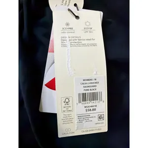 Calia Womens LS‎ Ruched Rash Guard Pure Black WSA34801B Size M NWT thumbnail 5