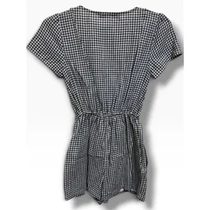 Abercrombie & Fitch Navy White Gingham Tie Front Cutout Romper XS Cotton thumbnail 6