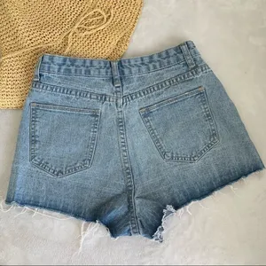 ASTONISHING denim destroyed Jean shorts size 27 Cheeky light blue beach boho thumbnail 3
