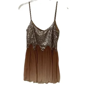 Gimmicks by BKE Sequin Babydoll Tank Top M Brown Ombre Boho Fairy Whimsigoth thumbnail 7