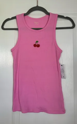 pink cherry beaded tank thumbnail 1