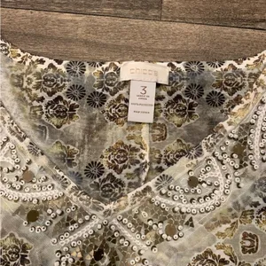 Chico’s Beaded Boho Chic Top Size 3 (Chico’s size) or XL (Regular size) thumbnail 2