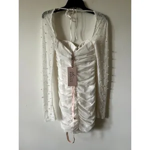 Oh Polly St Germain Embellished Long-Sleeve Mini Dress in Snow White size 4 New thumbnail 6