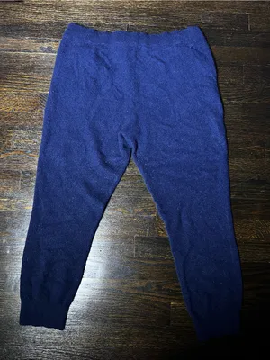 Quince Mongolian Cashmere Jogger Knit Pants True Navy Drawstring Waist Lounge XL thumbnail 5