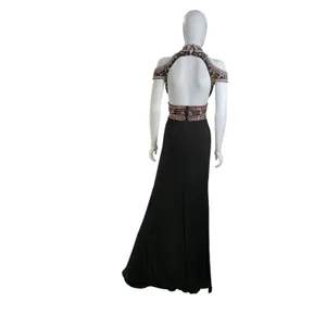 Mac Duggal Womens Black Beaded Cold Shoulder Open Back Evening Gown‎ Size 0 thumbnail 6