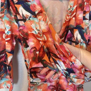 Soft‎ Surroundings Size-S Le Jardin Faux Wrap Maxi Dress Crimson Floral Print thumbnail 14