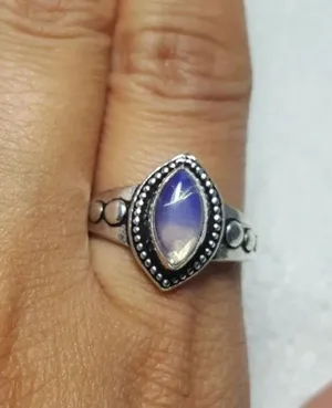 Opalite Ethnic Sterling Silver Gemstone Ring size thumbnail 1