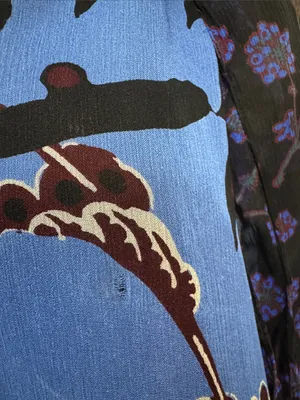 Diane von Furstenberg Designer 100% Silk Floral Blue Long Sleeve Blouse Size S thumbnail 8