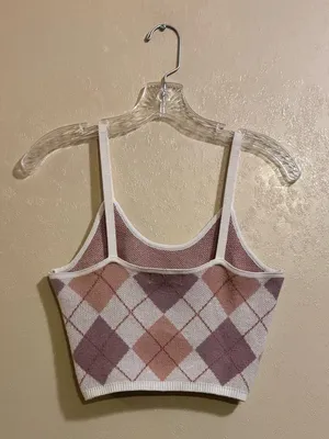 Altar’d State Argyle Knit cropped tank sz XS thumbnail 2