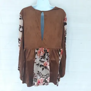 $79 NWOT POL Floral suede tunic top S thumbnail 4