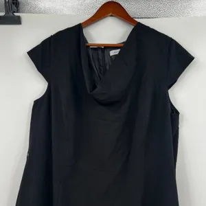 Calvin Klein plus size 20W black shift sheath dress career short cap sleeve LBD thumbnail 8