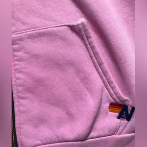 Aviator Nation 5 Stripe Hoodie in Heather Pink Rainbow Stripe Size Medium READ thumbnail 13