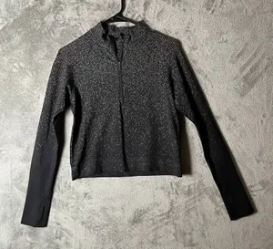 Lululemon Rest Less Cropped 1/2 Zip Herringbone Fade Black Size‎ 6 thumbnail 1