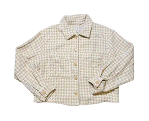Anthropologie Dolan Cropped Cream & Tan Houndstooth Jacket NEW thumbnail 1